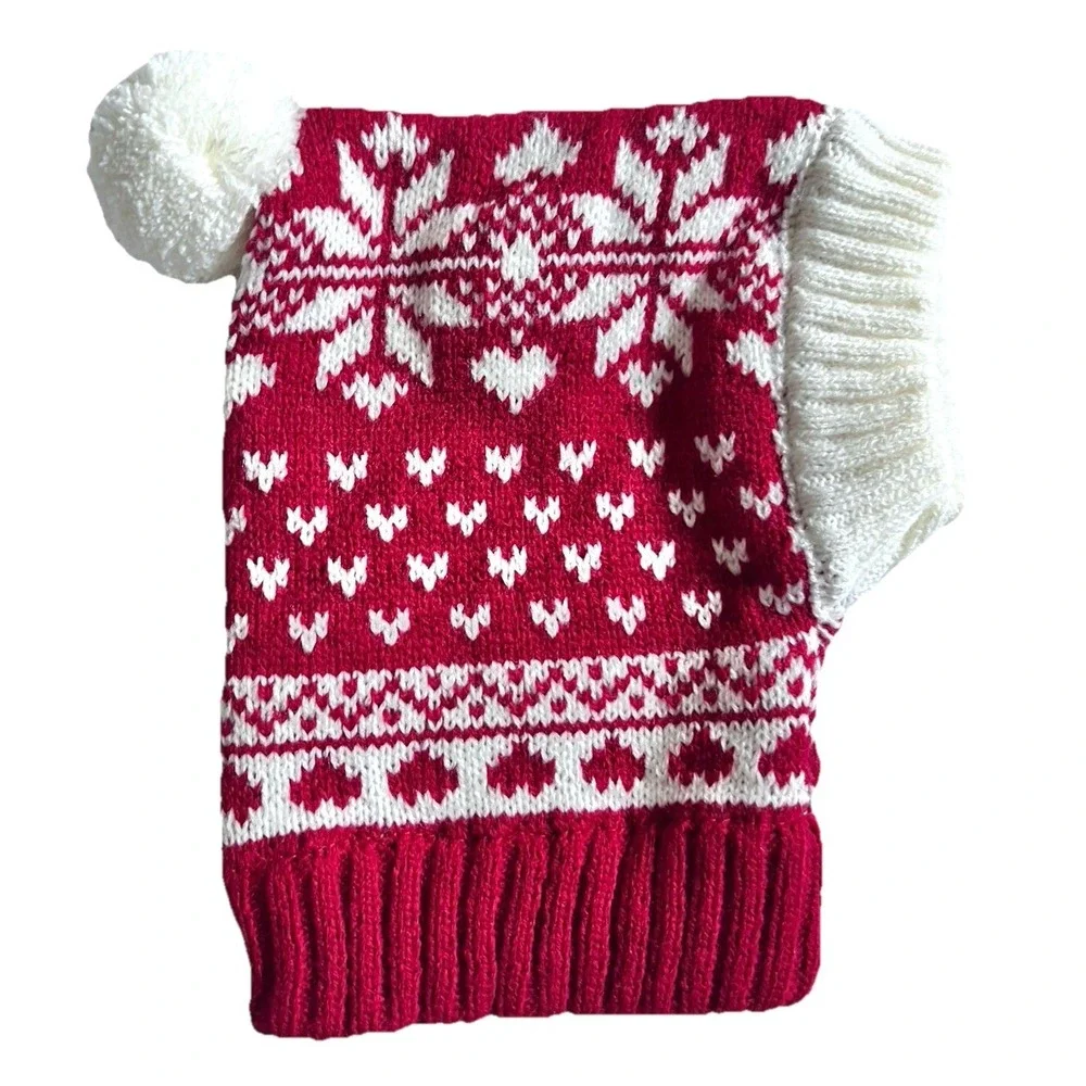 Dog Beanie Hat Medium Pom Pom Snowflake Winter Outerwear Pet Clothing Supplies